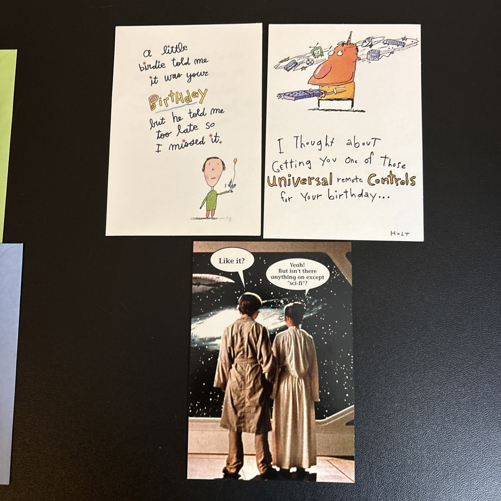 Vtg Hallmark Shoebox Happy Birthday Greeting Cards  Lot of 3 including Star Wars